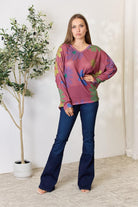 Women's Shirts Hopely Full Size Floral V-Neck Long Sleeve Top