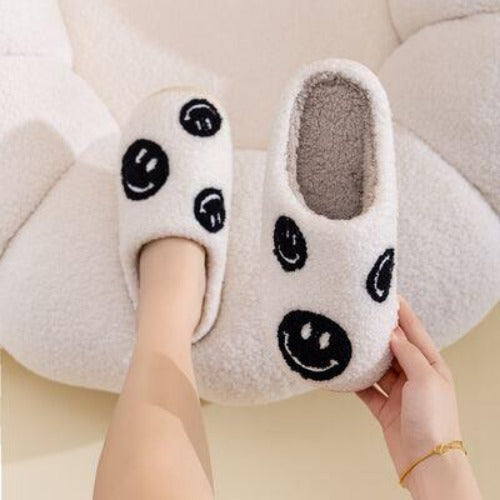 Women's Shoes - Slippers Black Smiley Face Slippers