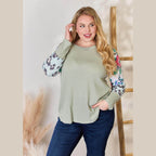 Hailey & Co Full Size Printed Round Neck Blouse - VacationGrabs