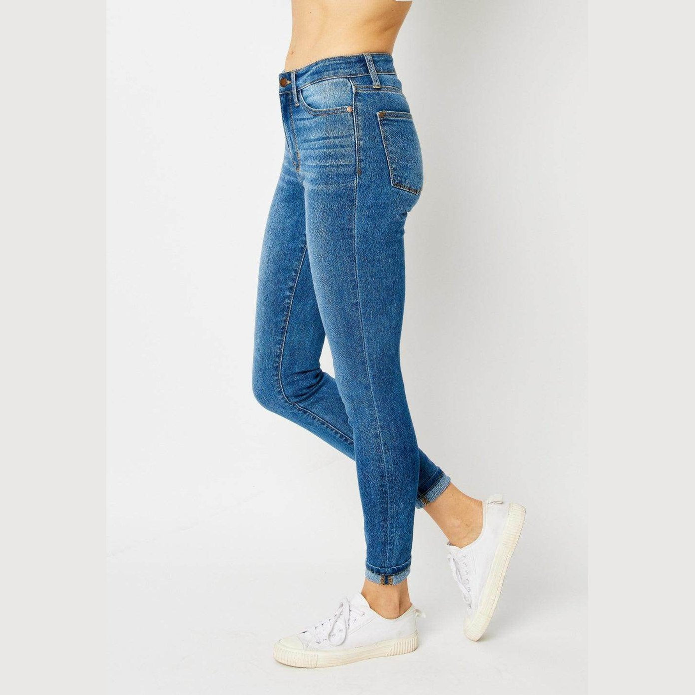Judy Blue Full Size Cuffed Hem Skinny Jeans - VacationGrabs
