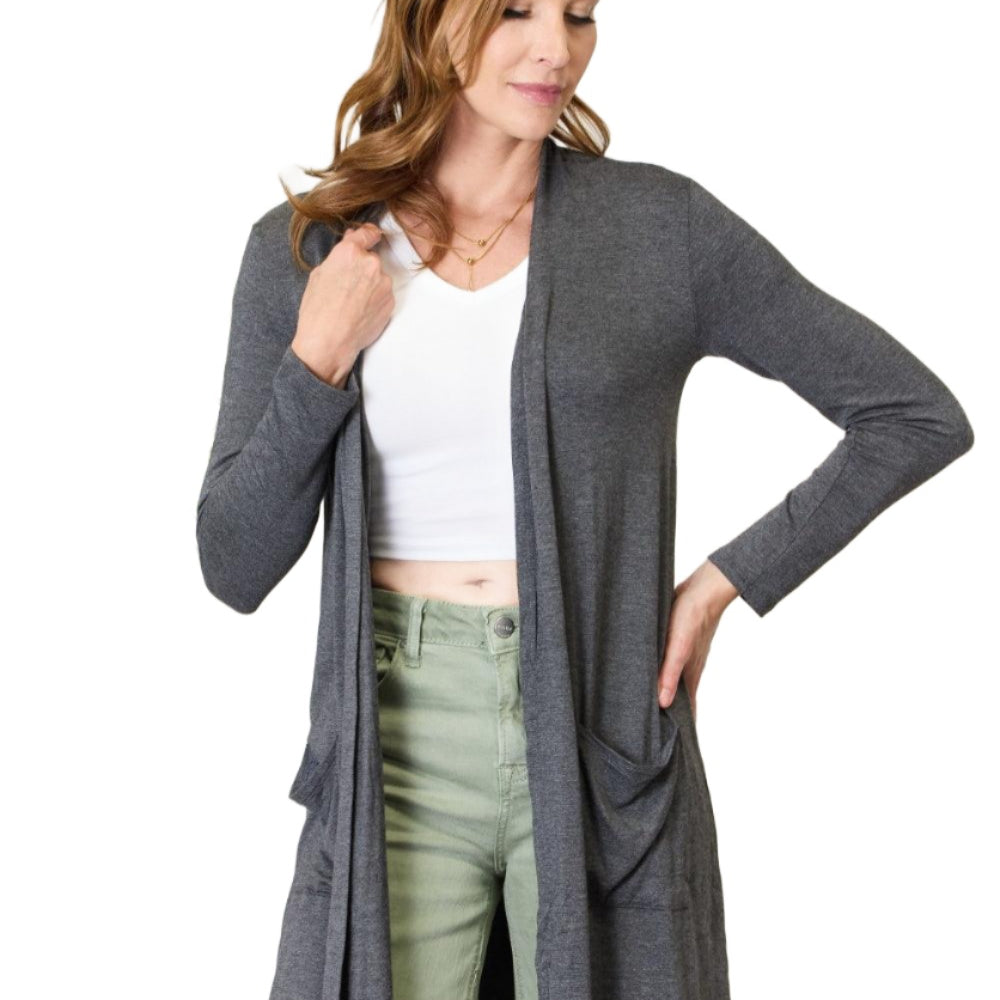 Women's Sweaters - Cardigans Celeste Full Size Open Front Cardigan with Pockets