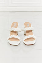 Women's Shoes - Sandals Braided Block Heel Sandals White