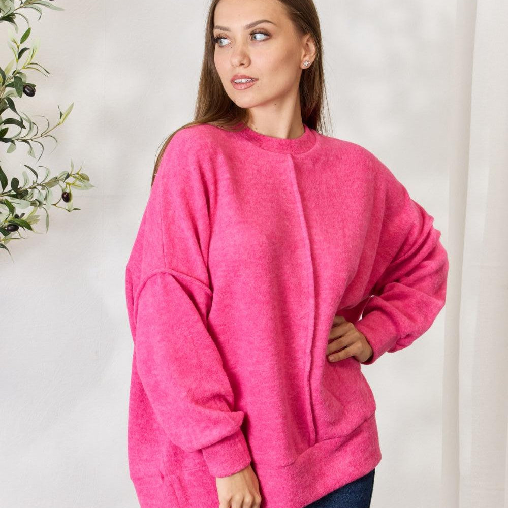 Women's Shirts Zenana Full Size Center Seam Long Sleeve Sweatshirt