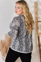 Women's Shirts Hailey & Co Full Size Snakeskin V-Neck Long Sleeve Top