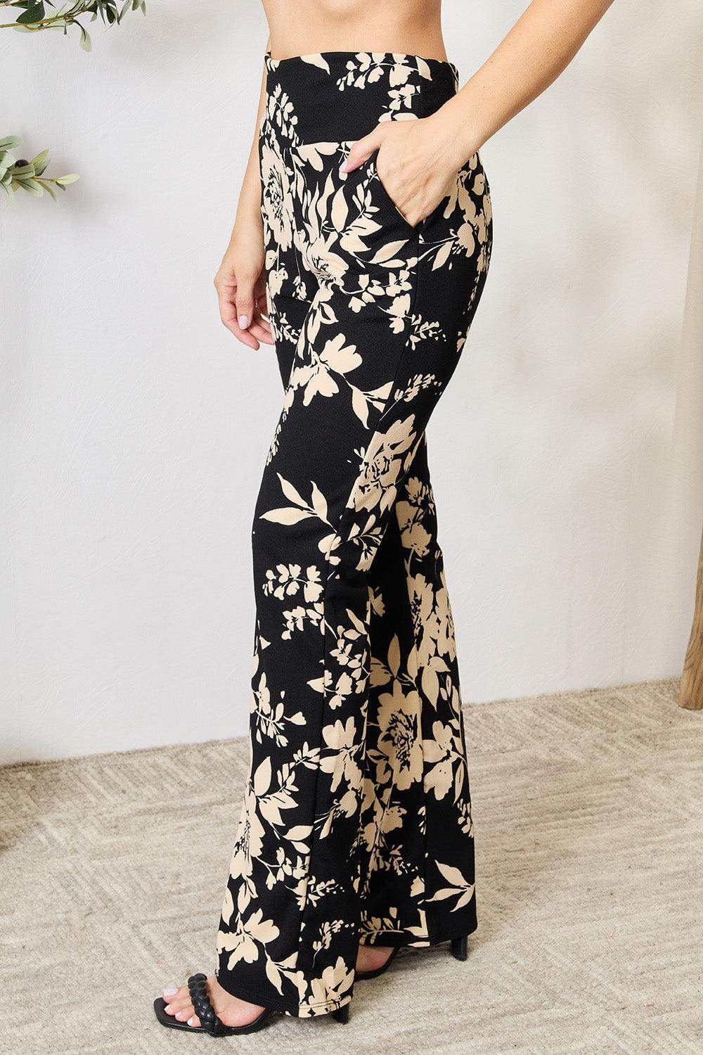 Heimish Full Size High Waist Floral Flare Pants - VacationGrabs