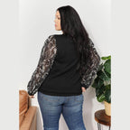 And The Why Full Size Foil Printed Sleeve Top - VacationGrabs
