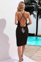 Crisscross Halter Neck Openwork Cover-Up Dress - VacationGrabs
