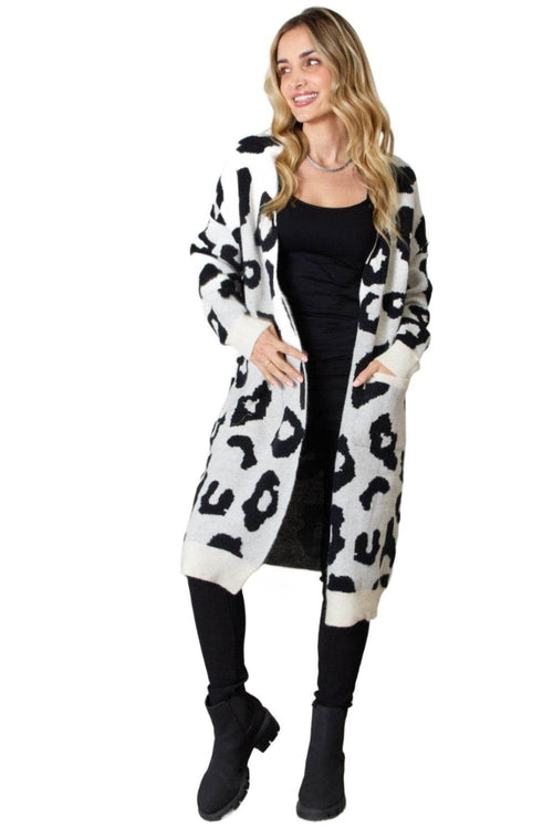 BiBi Leopard Open Front Cardigan - VacationGrabs