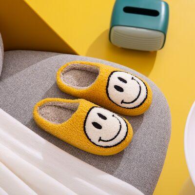 Women's Shoes - Slippers Yellow White Smiley Face Slippers