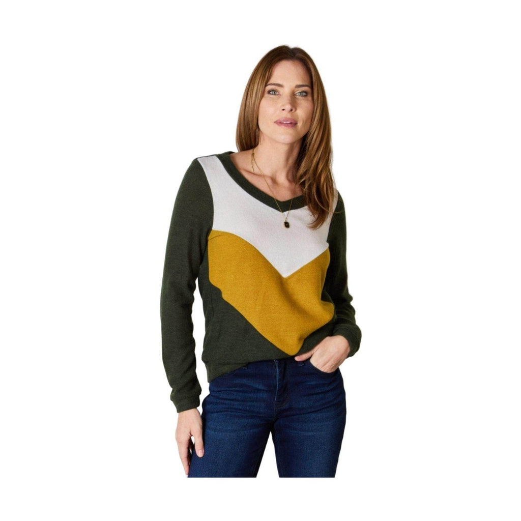 Hailey & Co Full Size Colorblock V-Neck Blouse - VacationGrabs