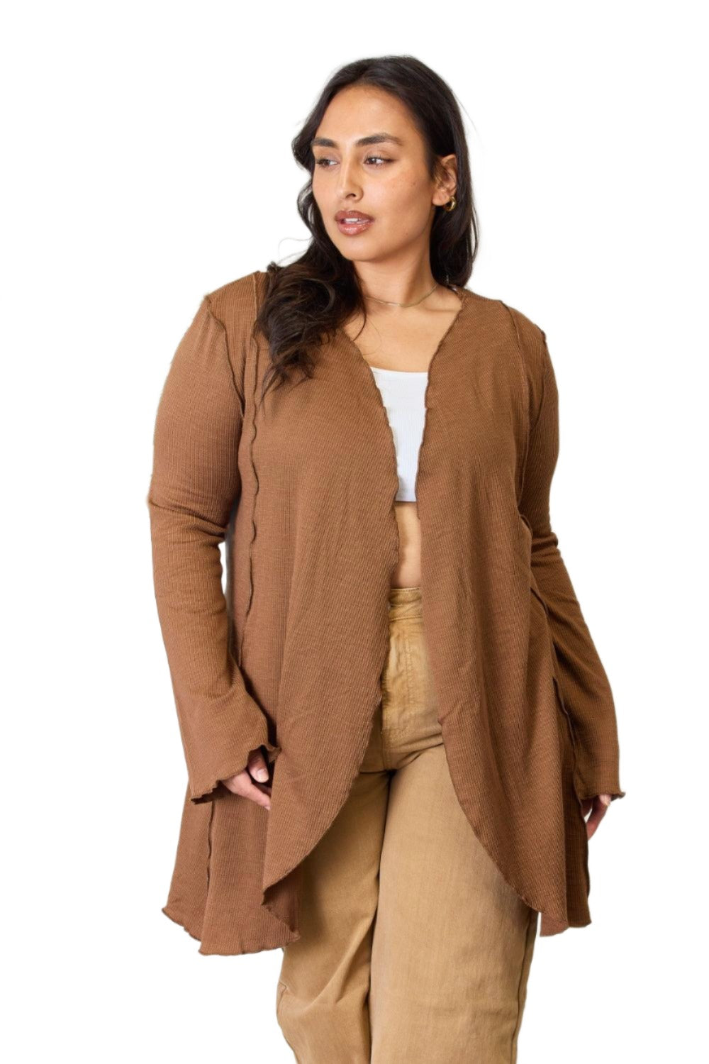 Women's Sweaters - Cardigans Culture Code Full Size Open Front Long Sleeve Cardigan
