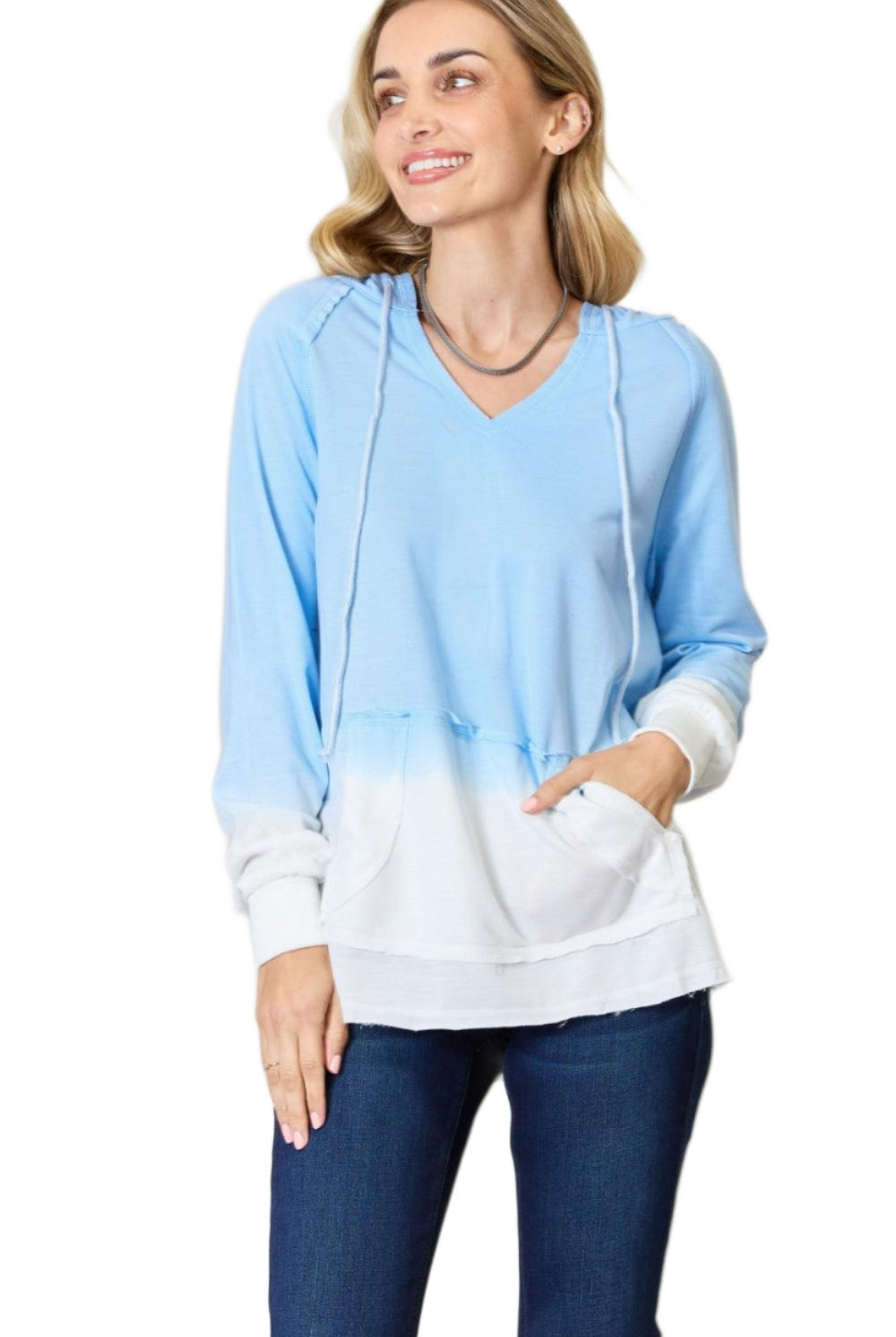 Women's Sweatshirts & Hoodies BiBi Deep Dye Long Sleeve Drawstring Hoodie