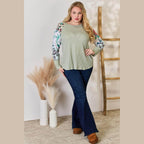Hailey & Co Full Size Printed Round Neck Blouse - VacationGrabs