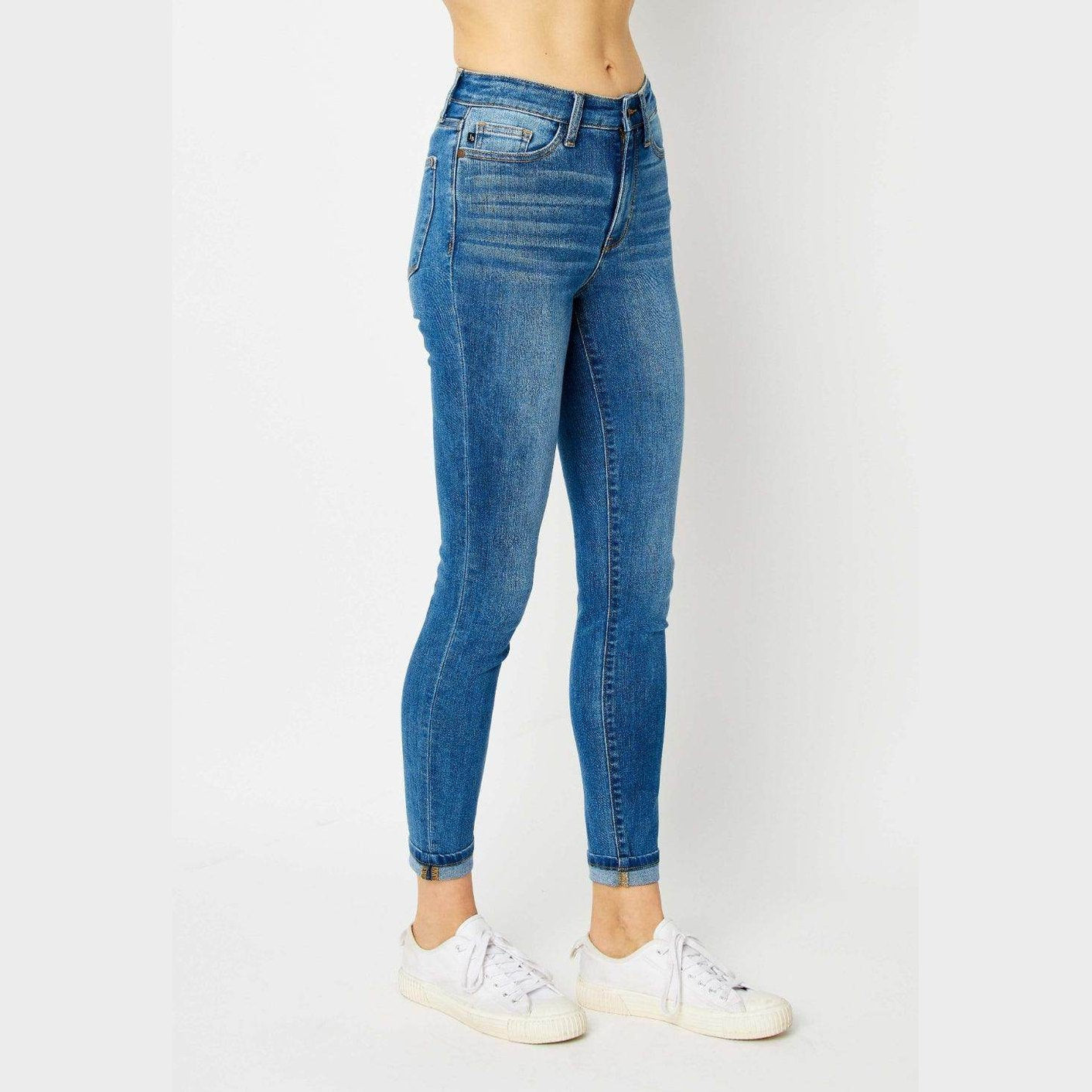 Judy Blue Full Size Cuffed Hem Skinny Jeans - VacationGrabs