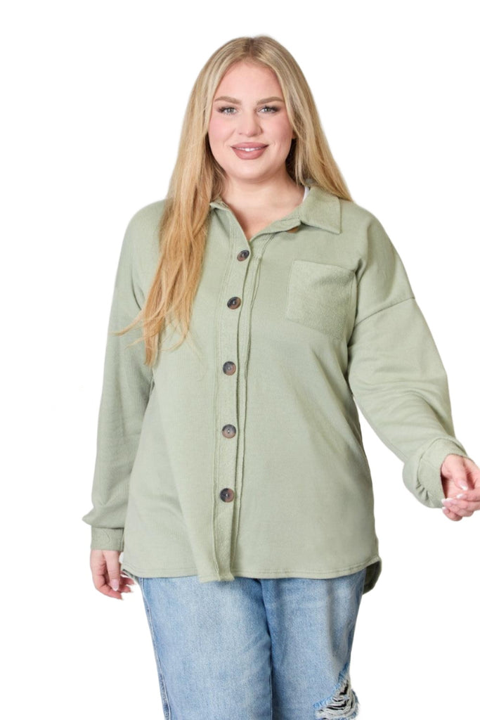 Women's Shirts Heimish Full Size Button Down Long Sleeve Shirt