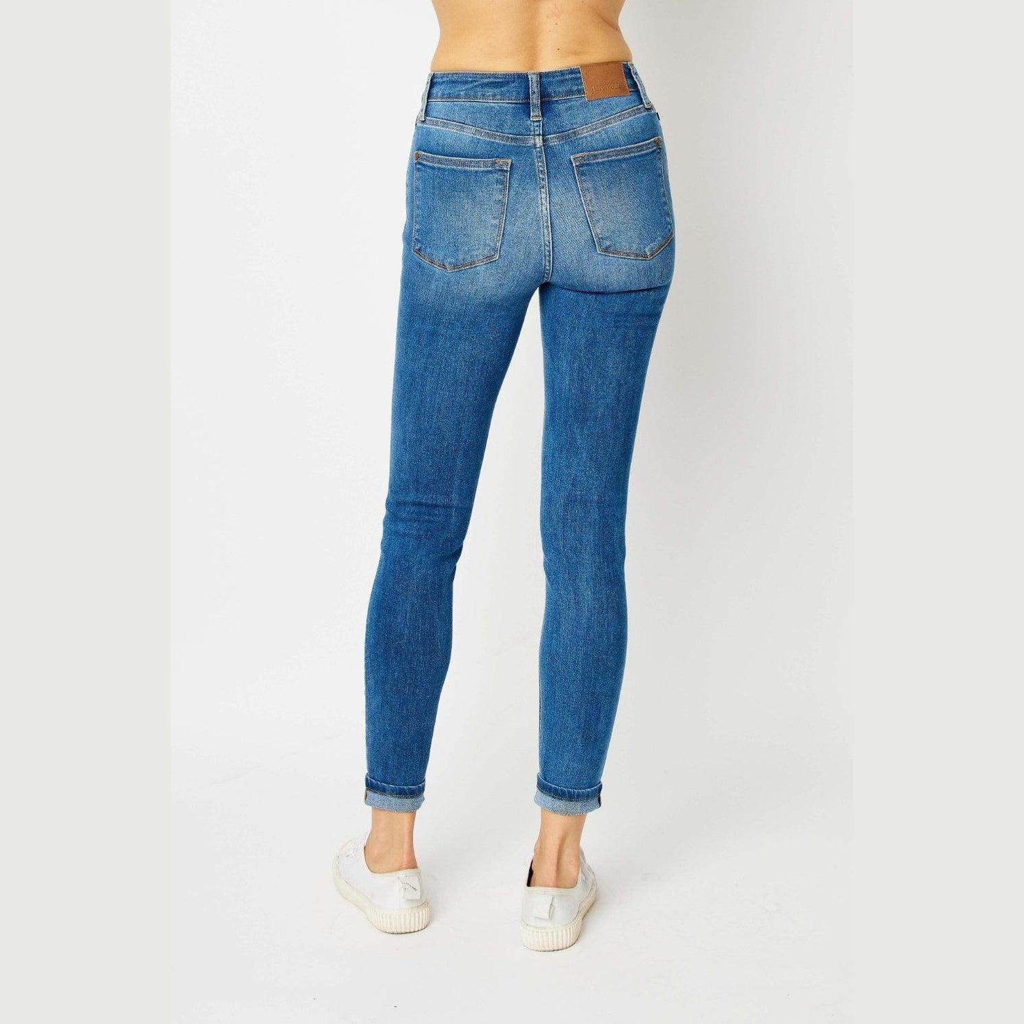Judy Blue Full Size Cuffed Hem Skinny Jeans - VacationGrabs