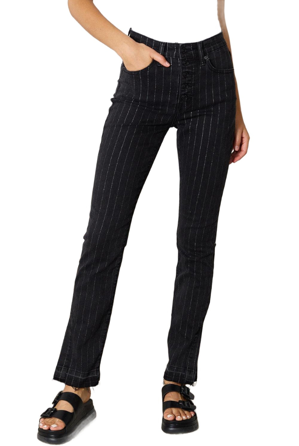 Women's Pants Kancan Striped Pants with Pockets