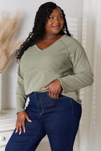 Culture Code Full Size V-Neck Long Sleeve T-Shirt - VacationGrabs