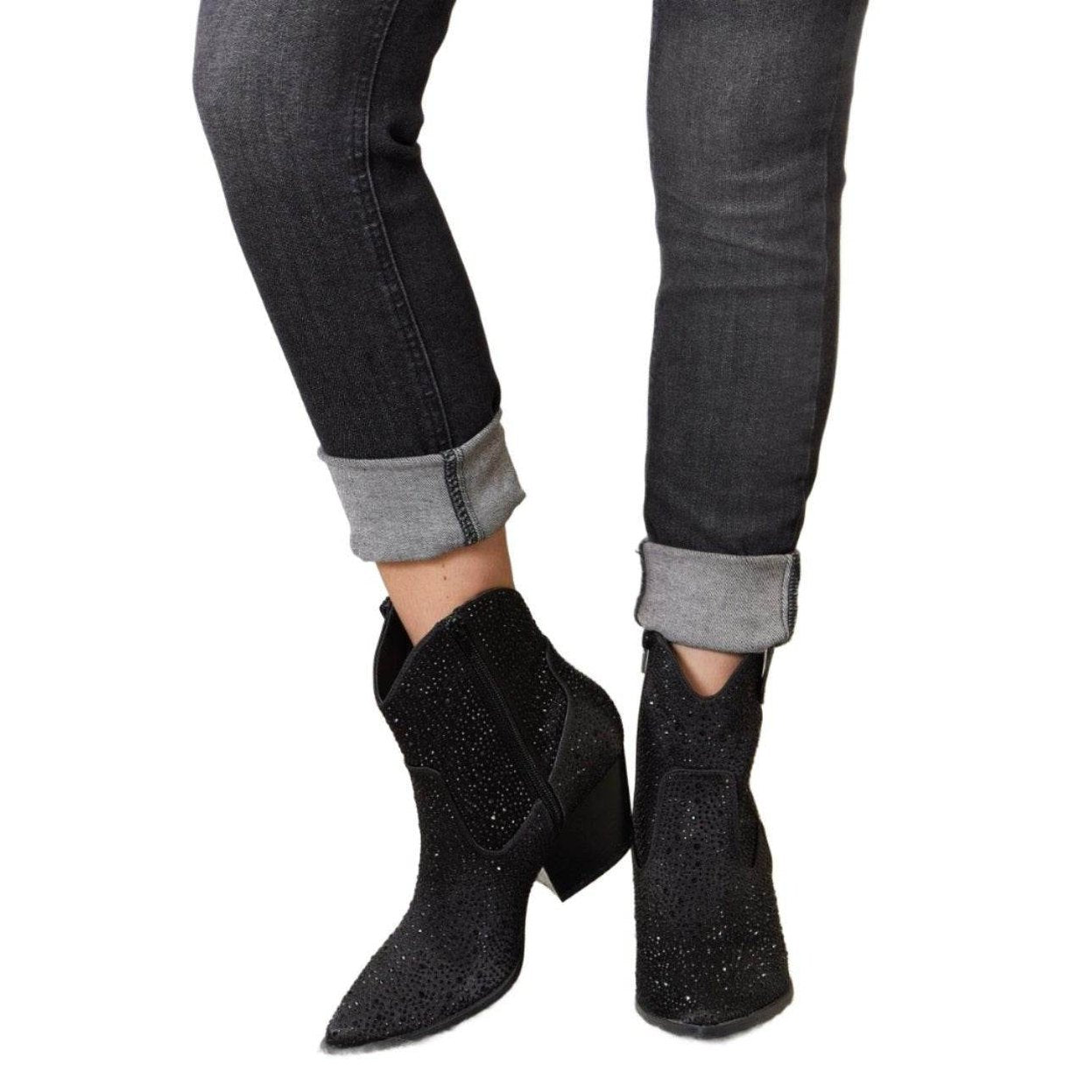 East Lion Corp Rhinestone Ankle Cowboy Boots - VacationGrabs