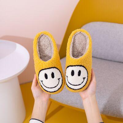 Women's Shoes - Slippers Yellow White Smiley Face Slippers