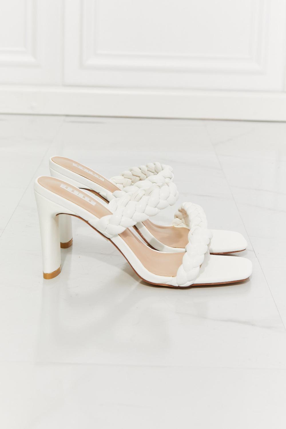 Women's Shoes - Sandals Braided Block Heel Sandals White
