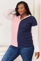 Women's Shirts Heimish Full Size Solid Color Block Contrast Top