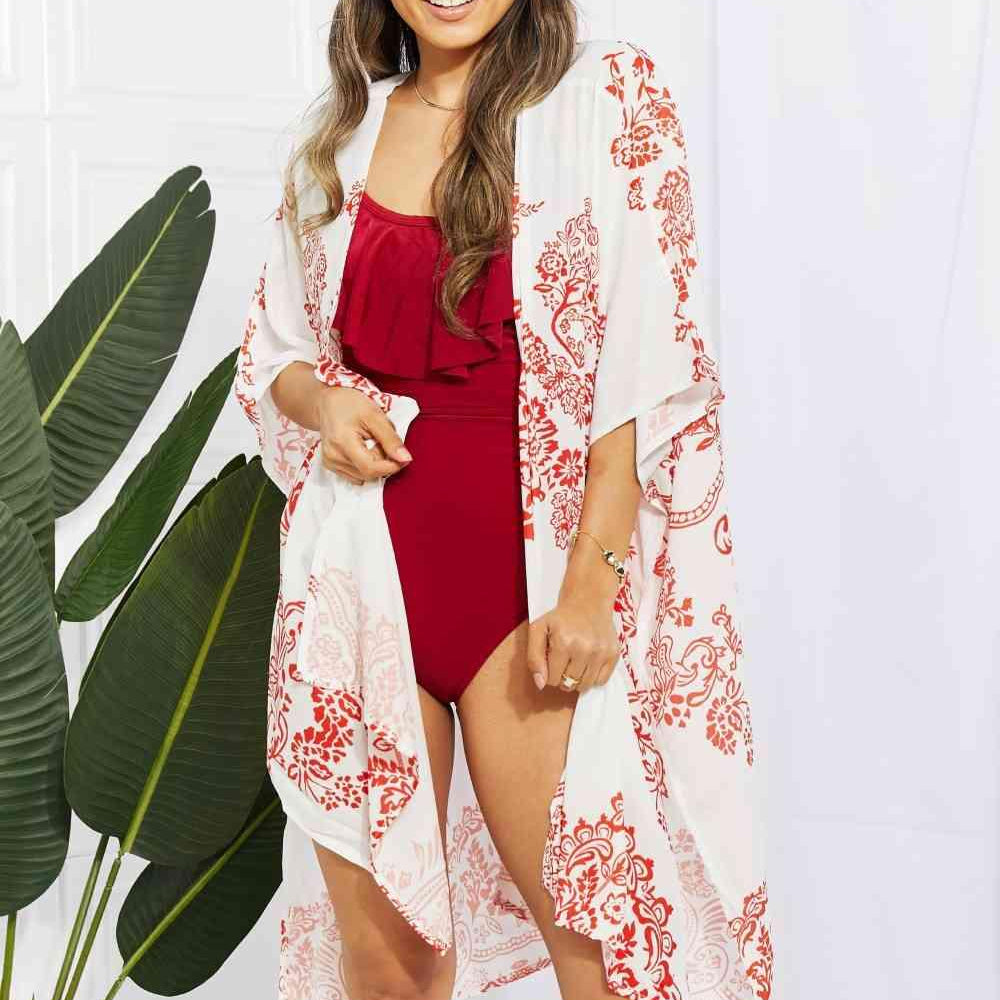 Women's Swimwear - Cover Ups Floral Side Slit Cover Up