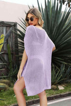 Openwork Side Slit Cover-Up Dress - VacationGrabs