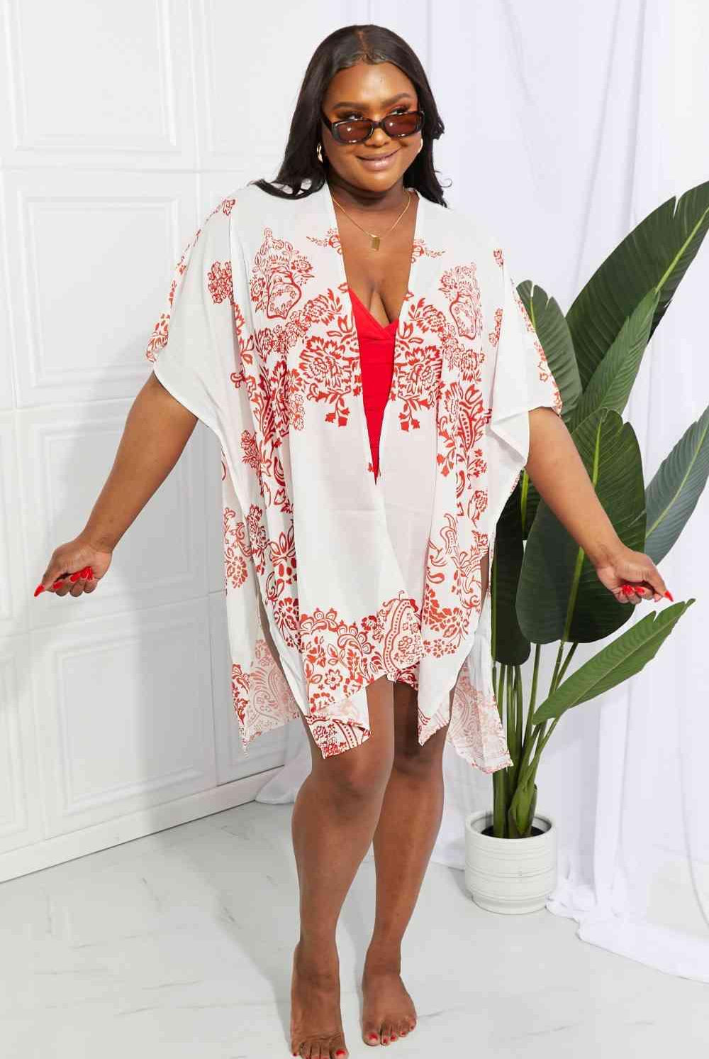 Women's Swimwear - Cover Ups Floral Side Slit Cover Up