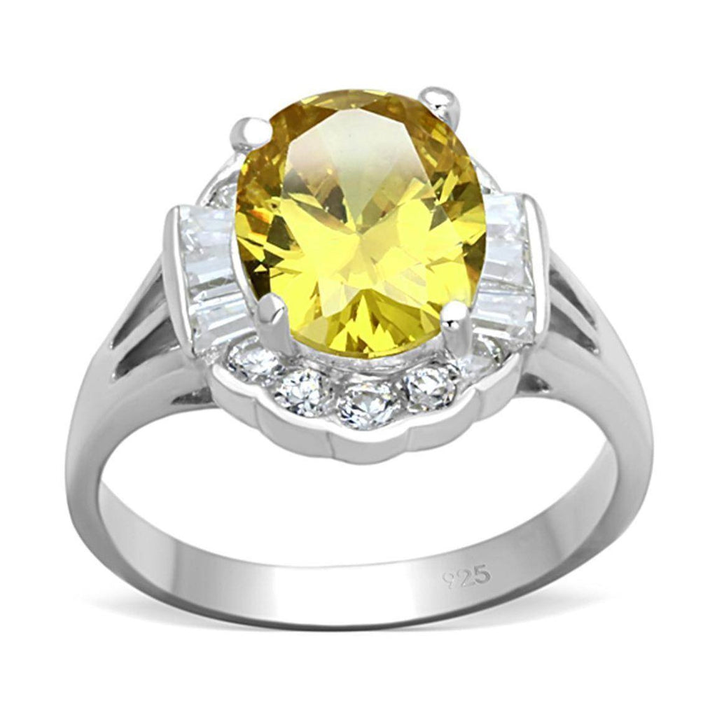 Stunning 925 silver ring with yellow gemstone and accent stones for elegant style