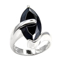 925 sterling silver black stone ring featuring a marquise cut black gemstone in a modern design