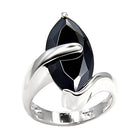 925 sterling silver black stone ring featuring a marquise cut black gemstone in a modern design