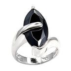 925 sterling silver black stone ring featuring a marquise cut black gemstone in a modern design