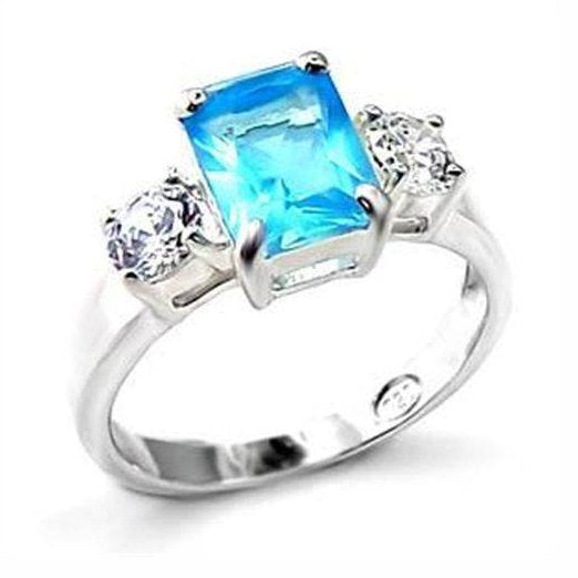 Gorgeous 925 sterling silver blue gemstone ring with sparkling side stones for elegant style