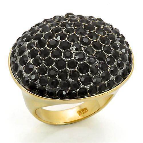 Elegant 925 sterling silver cocktail ring with a black gemstone dome design for stylish women