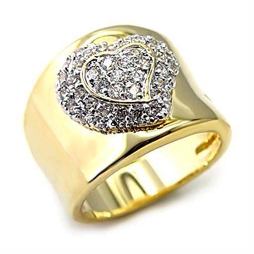 Gold-plated ring featuring a sparkling heart design, perfect as a 925 sterling silver heart ring for women.