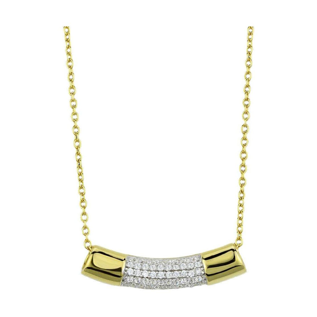 Elegant 925 sterling silver pendant necklace for women with a gold finish and sparkling accents