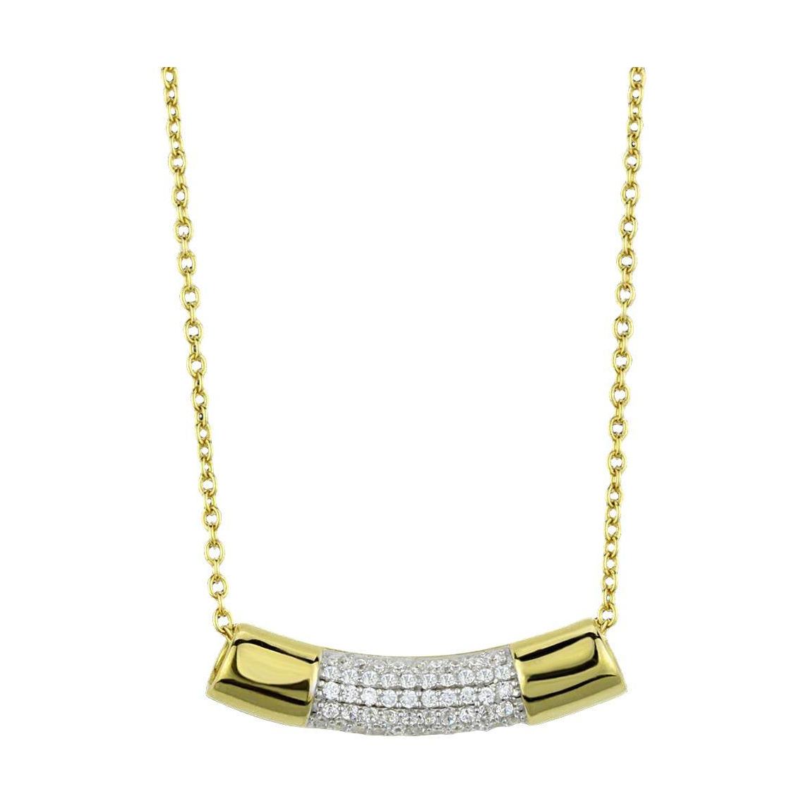 Elegant 925 sterling silver pendant necklace for women with a gold finish and sparkling accents