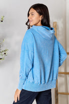 Women's Sweatshirts & Hoodies Zenana Half Snap Long Sleeve Hoodie with Pockets