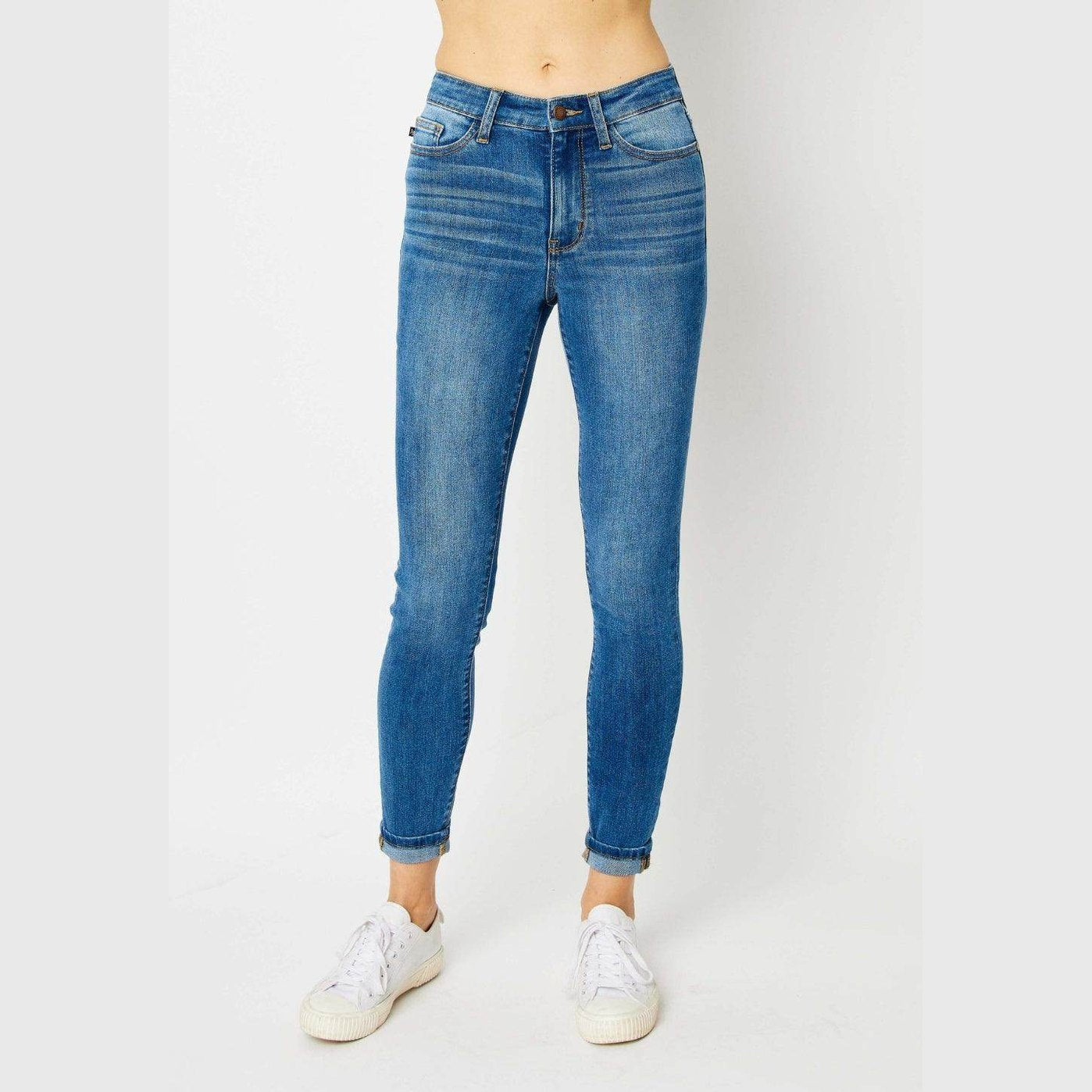 Judy Blue Full Size Cuffed Hem Skinny Jeans - VacationGrabs