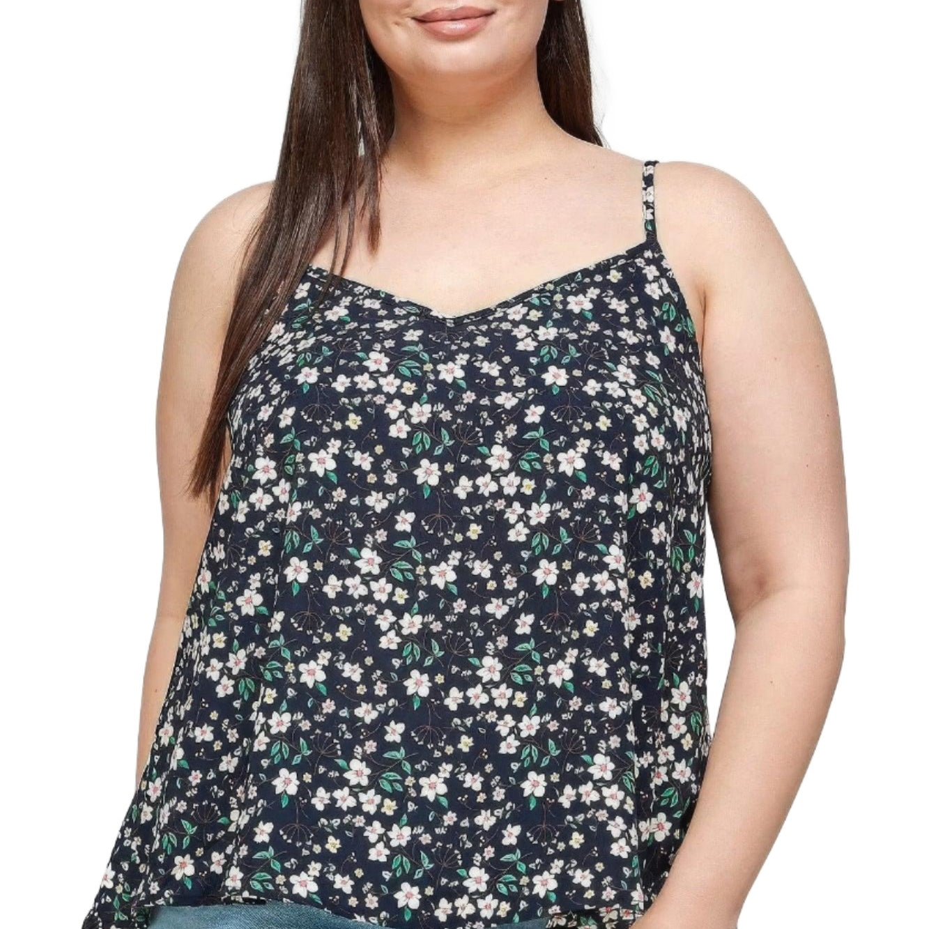 Women's Shirts Plus Size Ditsy Floral Print Cami Top