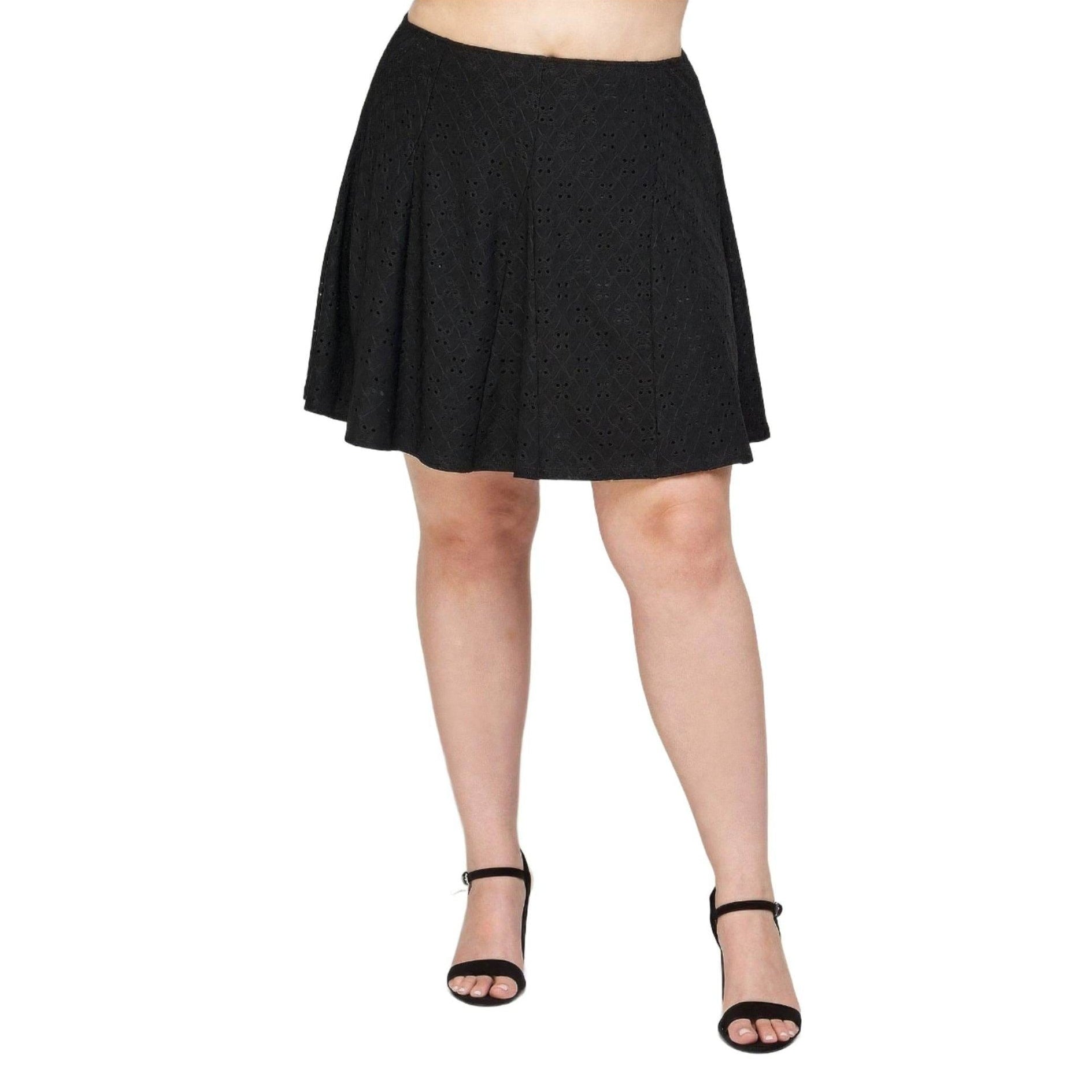 Plus Size, Knit Eyelet A-line Skirt - VacationGrabs