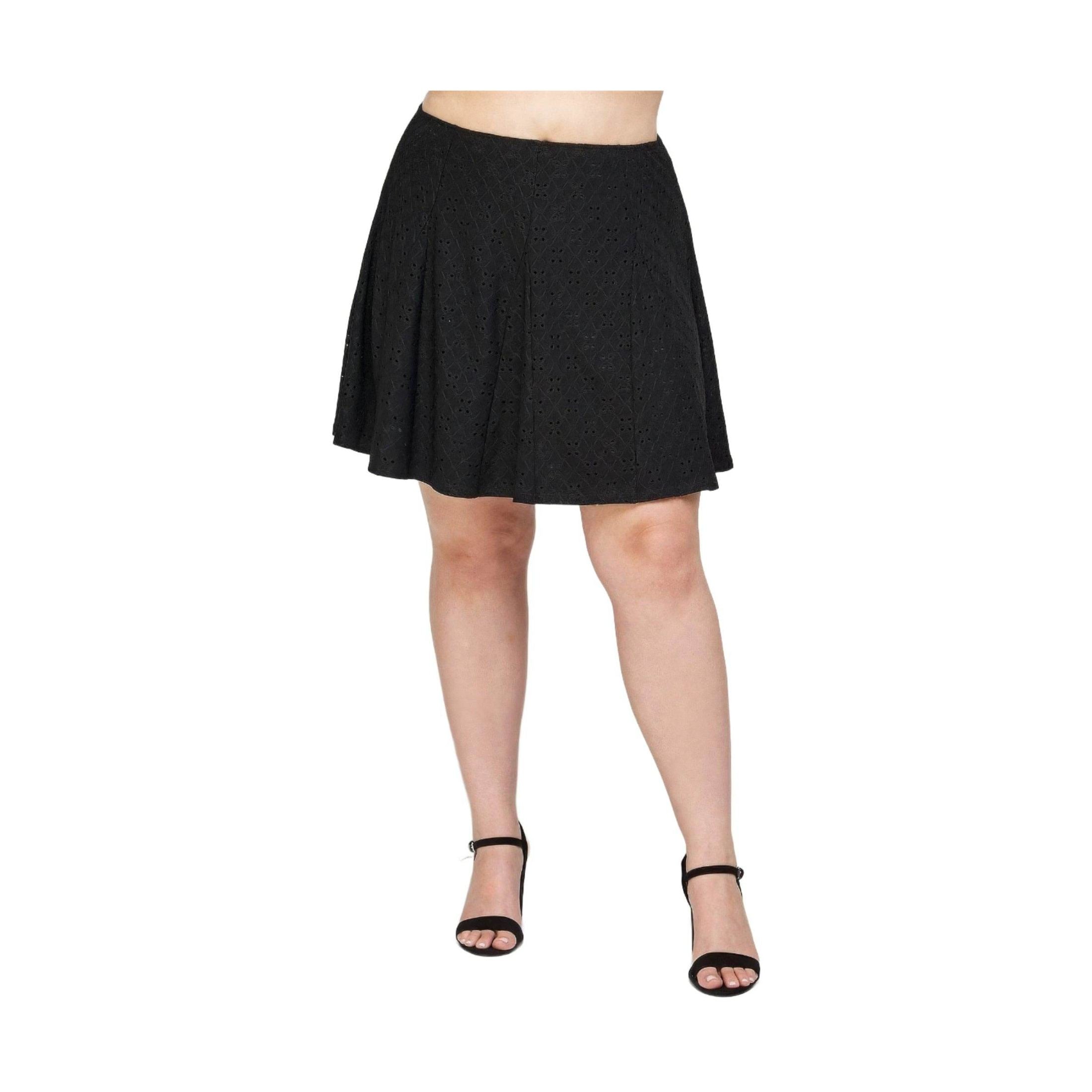 Plus Size, Knit Eyelet A-line Skirt - VacationGrabs