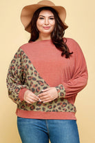 Women's Shirts Plus Animal French Terry Brush Pullover Top