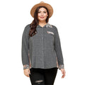 Plus Patchwork Button Up Shirt - VacationGrabs