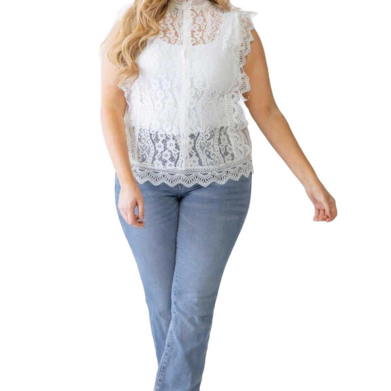 Women's Shirts Plus Floral Lace Embroidery Top