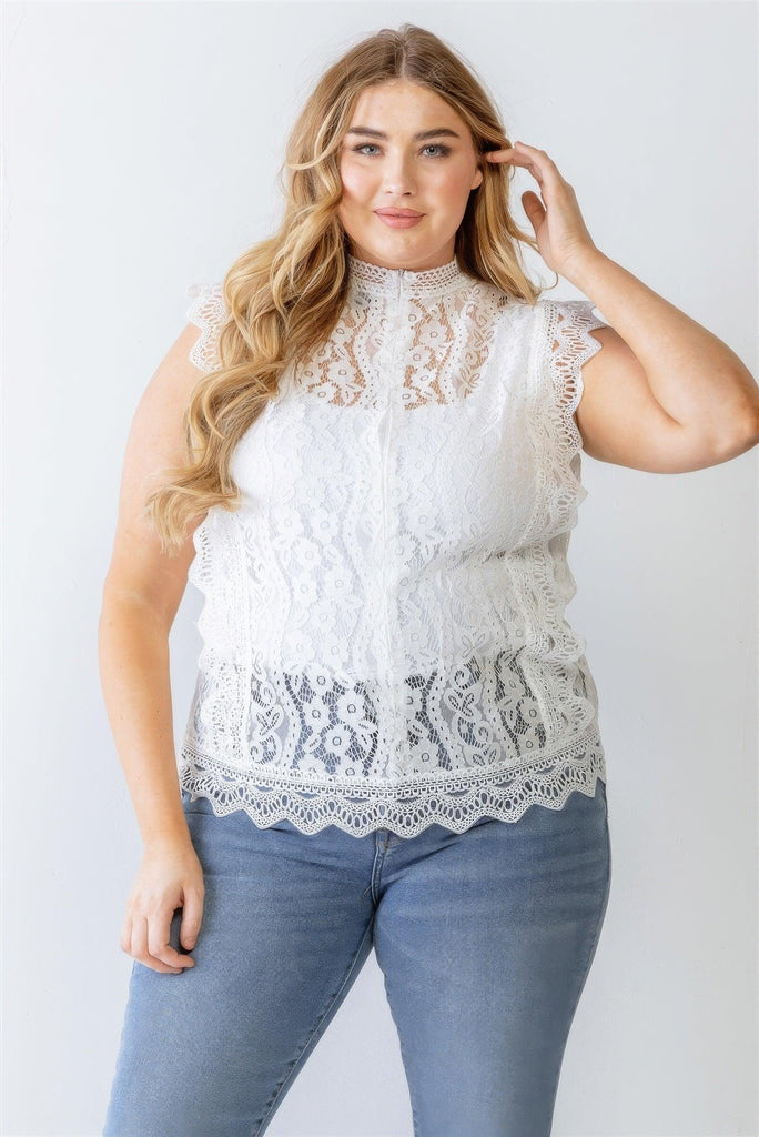 Women's Shirts Plus Floral Lace Embroidery Top