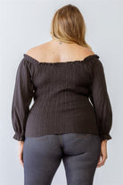 Women's Shirts Plus Off-the-Shoulder Smocked Top