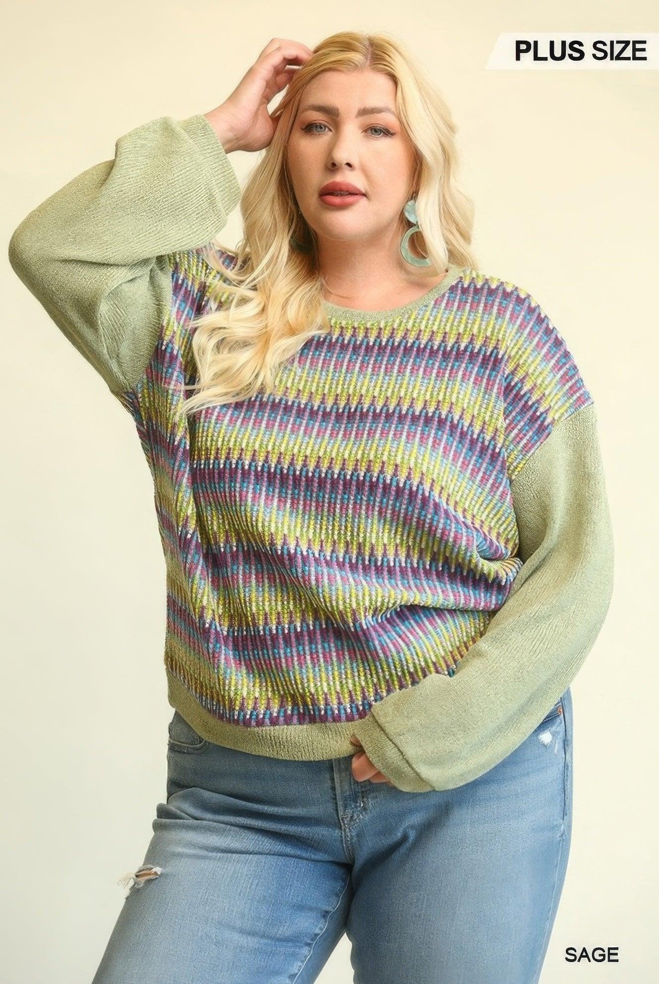Women's Shirts Multi Color Novelty Knit Solid Knit Mixed Loose Top with Drop Down Shoulder