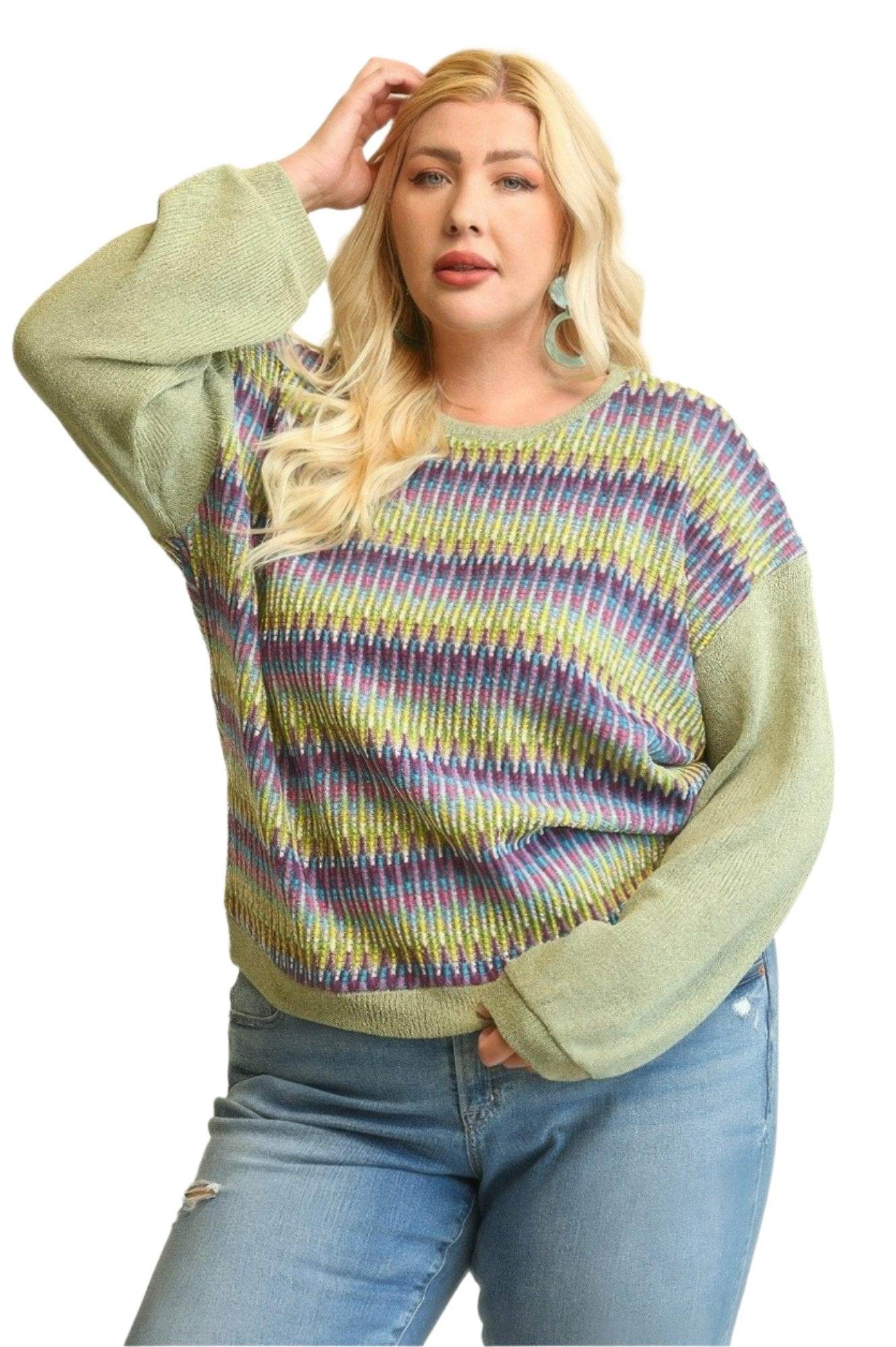Plus Sage Multi Loose Top - VacationGrabs